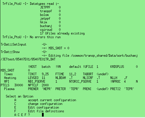 Output of Config Step